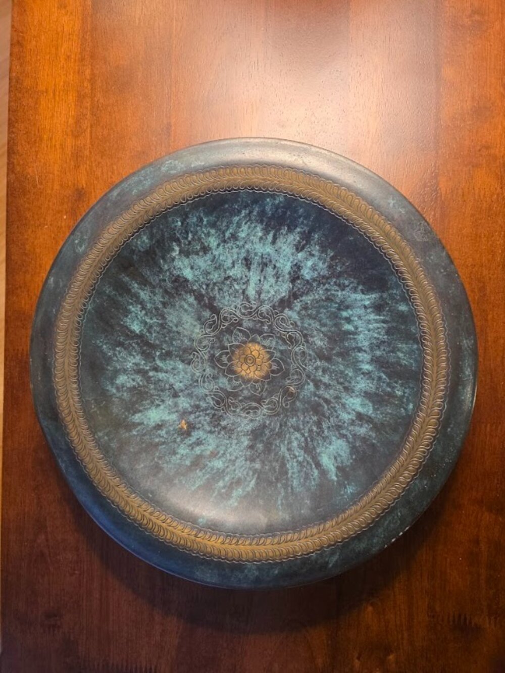 VIntage Pal-Bell Israel 11.5" Verdigris Bronze Plate Maurice Ascalon